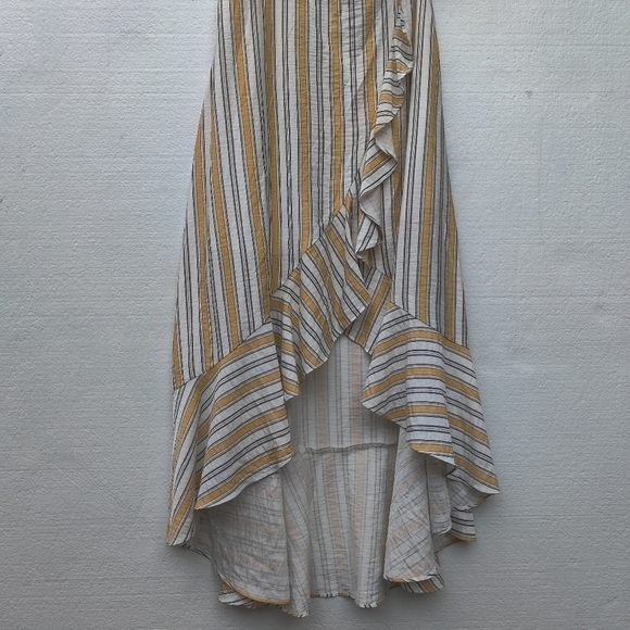 Lulus Midi Dress High Tide One Shoulder Yellow White Striped Women's Size Small - Picture 7 of 9